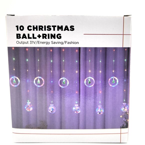 LED Christmas 100 Lamp Beads, 10 Pendants Curtain , Christmas LED String Lights - Picture 3 of 13